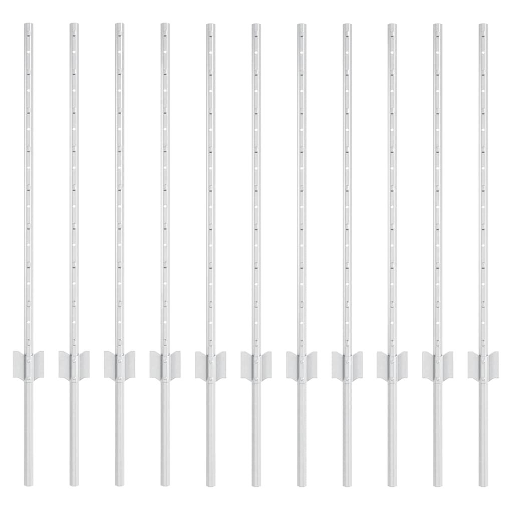 Poste para valla vidaxl 11 piezas plata 80 cm acero