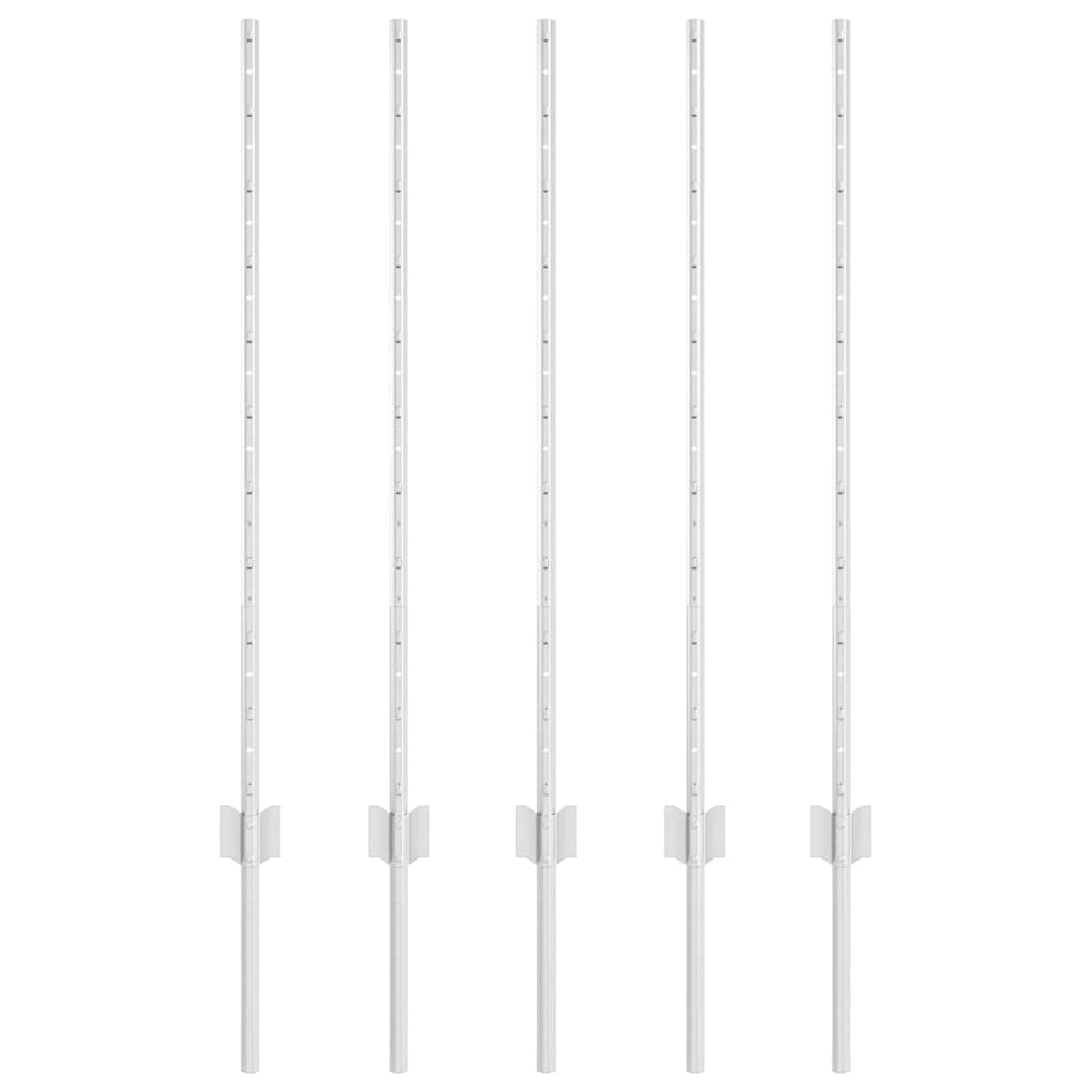Vidaxl poste para valla 5 piezas plata 100 cm acero