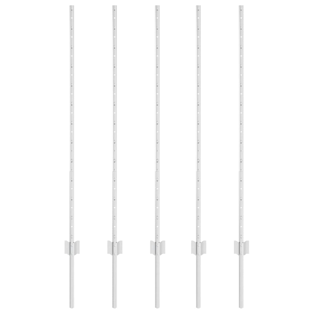 Vidaxl poste para valla 5 piezas plata 120 cm acero
