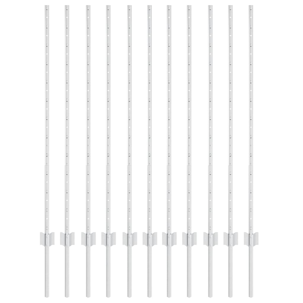 Poste para valla vidaxl 11 piezas plata 120 cm acero