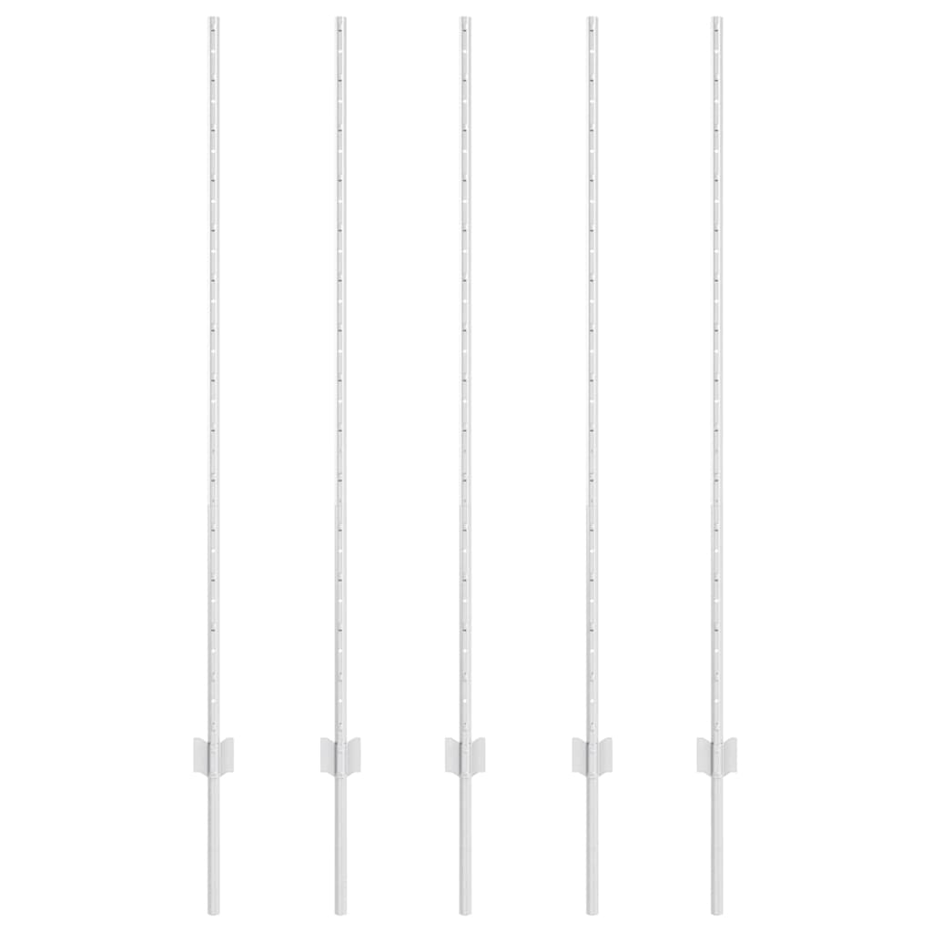 Poste para valla vidaxl 5 piezas plata 140 cm acero
