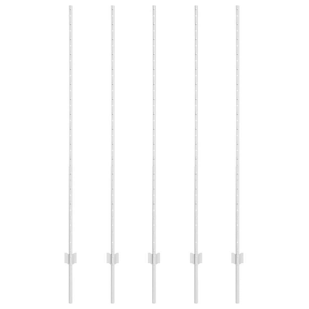 Vidaxl fence post 5 pcs silver 150 cm steel