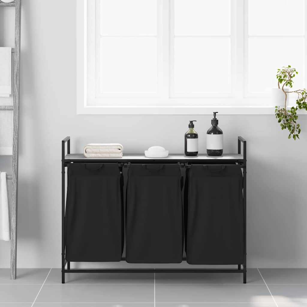 Vidaxl wasmand 3 vakken met plank grijs sonoma eiken