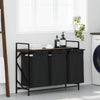 Vidaxl wasmand 3 vakken met plank bruin eikenkleurig
