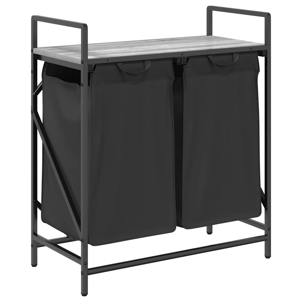 Cesto para la ropa vidaxl 2 compartimentos con estante roble sonoma gris