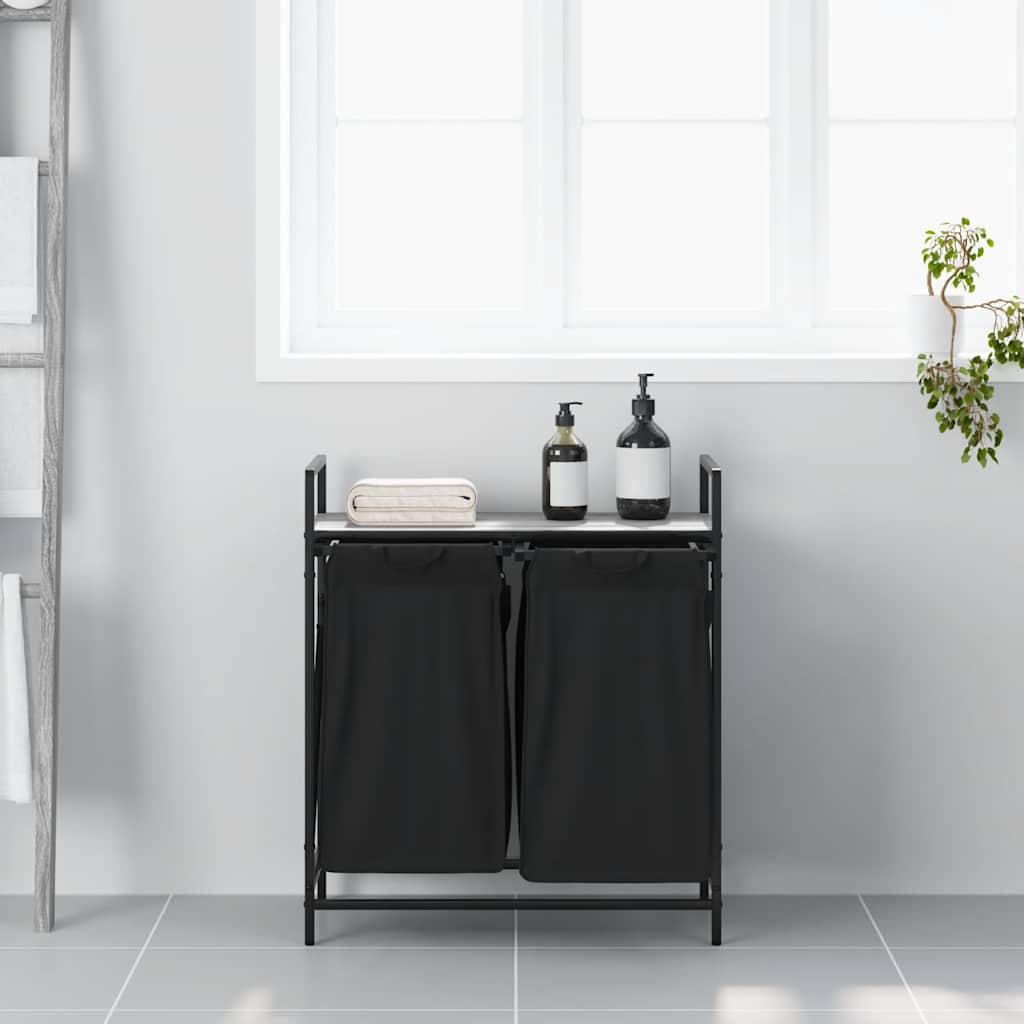 Cesto para la ropa vidaxl 2 compartimentos con estante roble sonoma gris