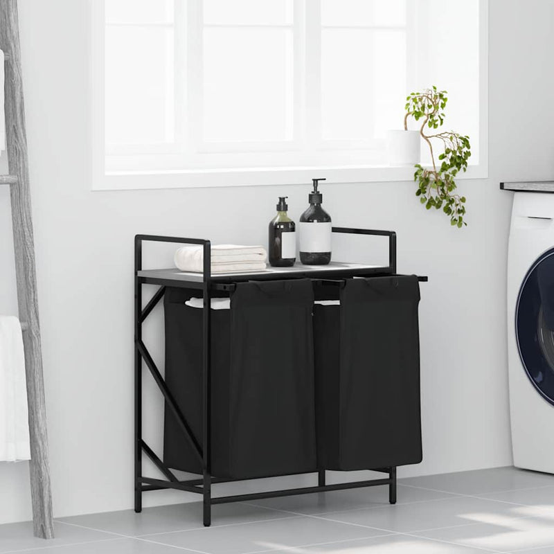 Cesto para la ropa vidaxl 2 compartimentos con estante roble sonoma gris