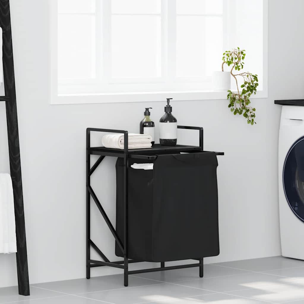 Vidaxl wasmand 1 vak met plank zwart eikenkleurig