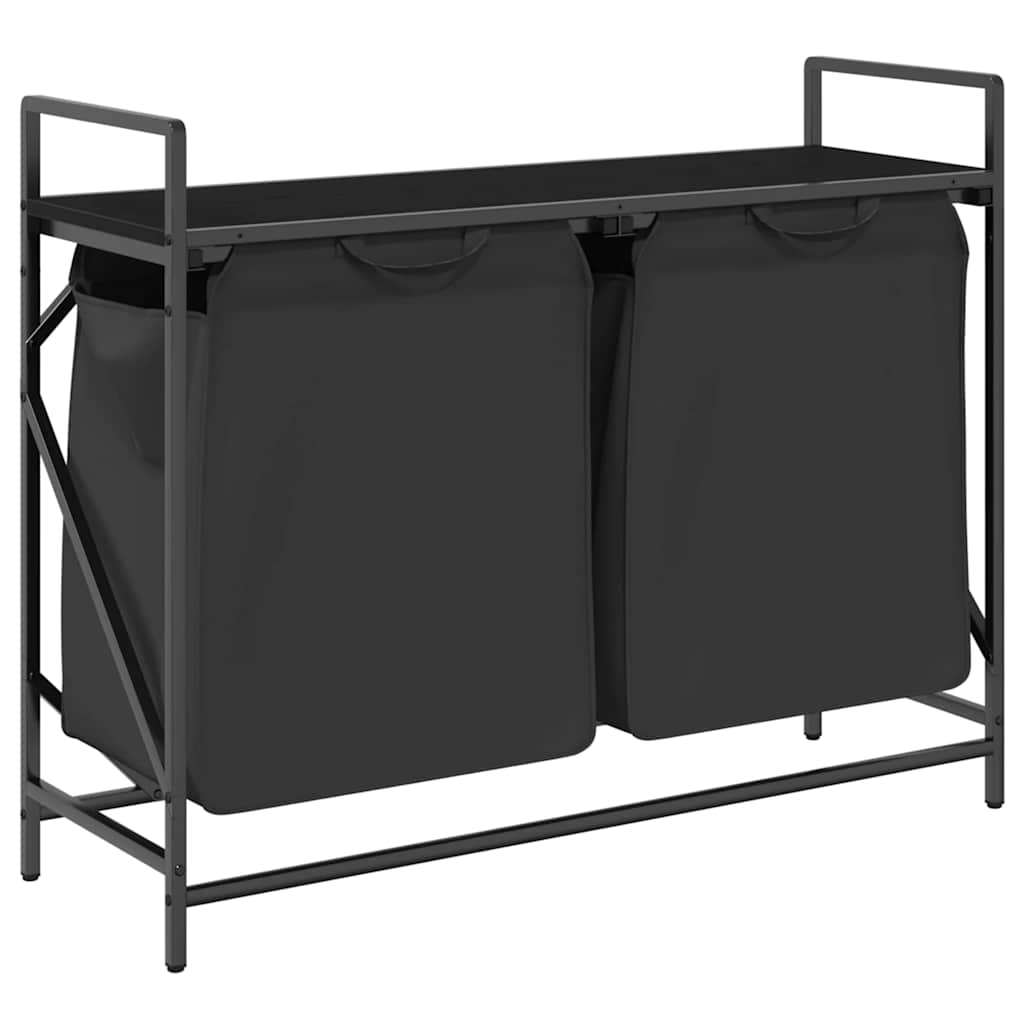 Cesto para la ropa vidaxx 2 compartimentos con estante roble negro