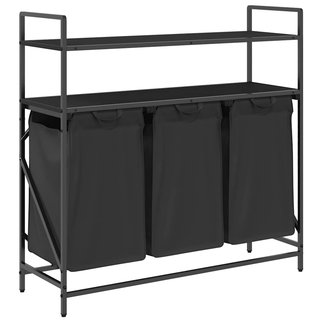 Cesto para la ropa vidaxx 3 compartimentos con estantes roble negro