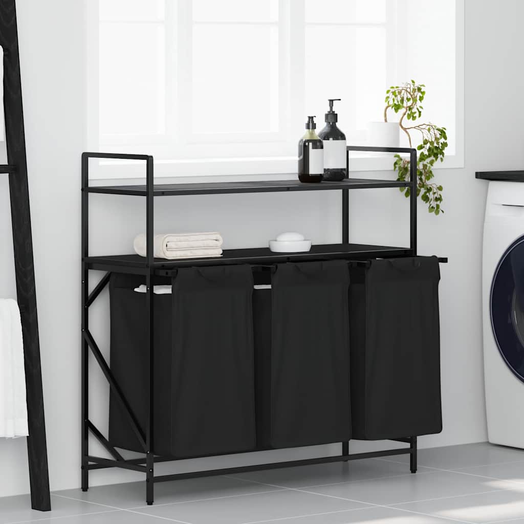 Cesto para la ropa vidaxx 3 compartimentos con estantes roble negro