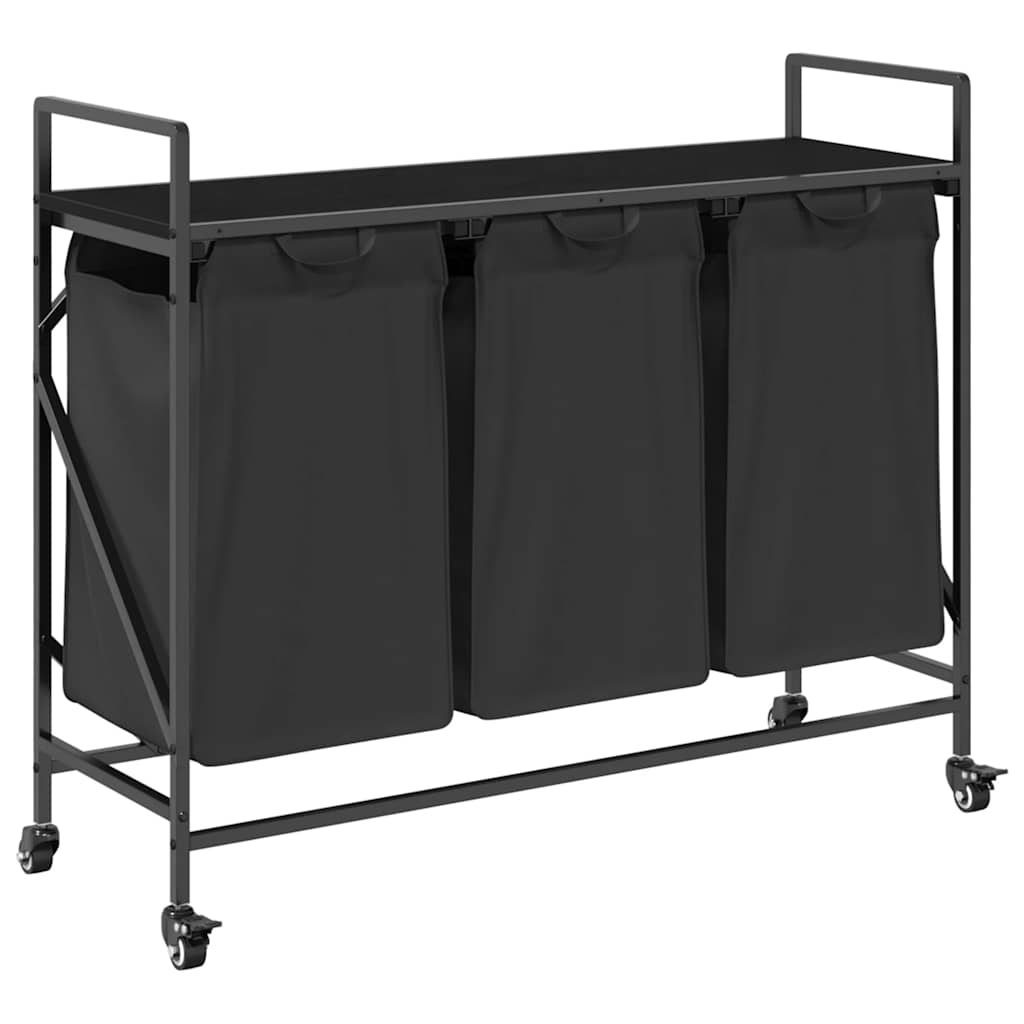 Cesto para la ropa vidaxx 3 compartimentos con estantes roble negro