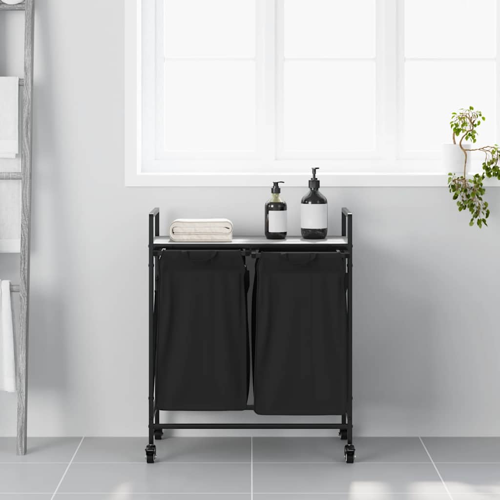 Cesto para la ropa vidaxl 2 compartimentos con estantes roble sonoma gris
