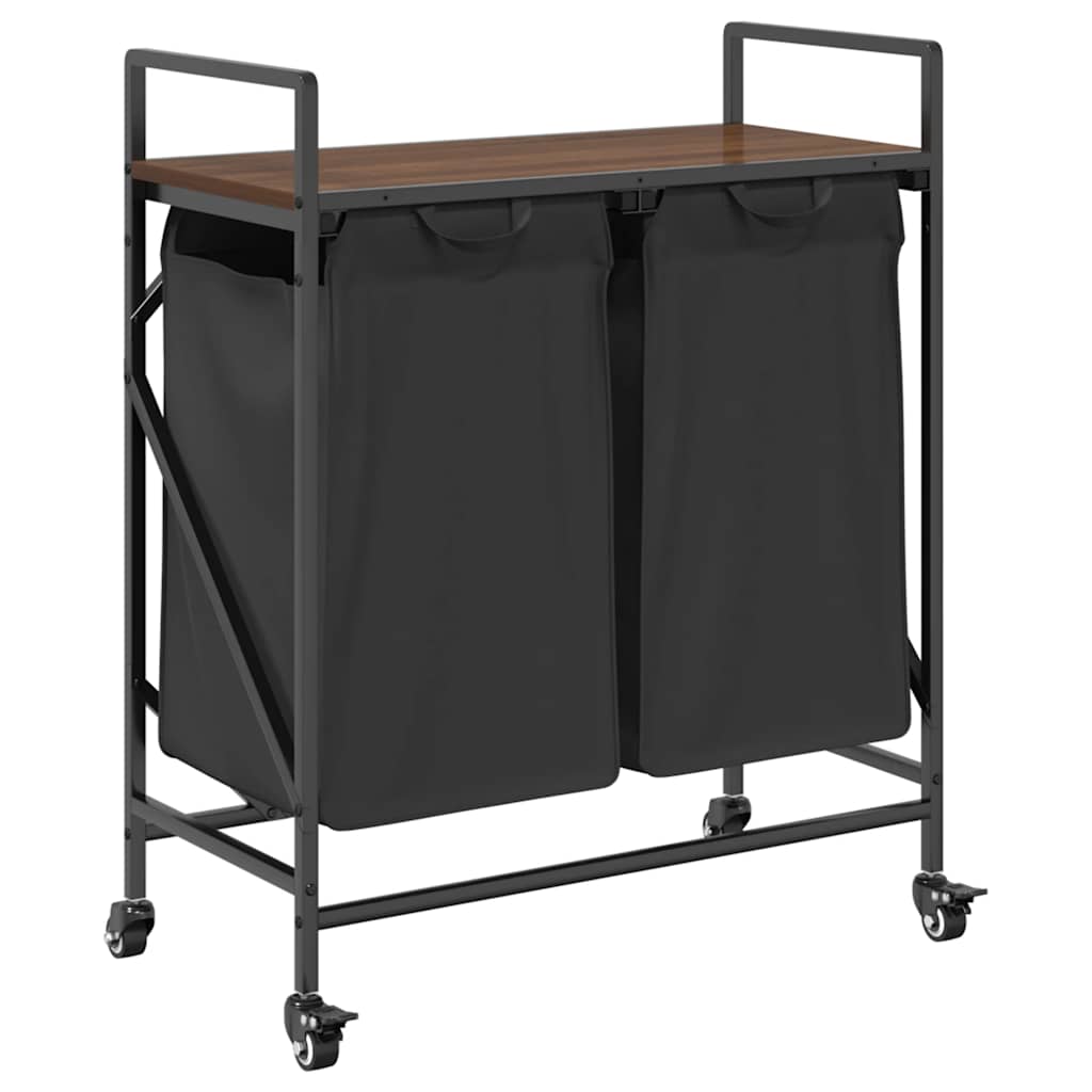 Cesto para la ropa Vidaxx 2 compartimentos con estantes, roble marrón