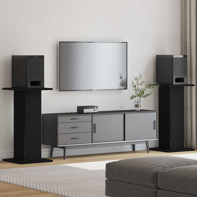 Supporti per altoparlanti Vidaxl 2 pezzi rovere nero 30 x 30 x 60 cm