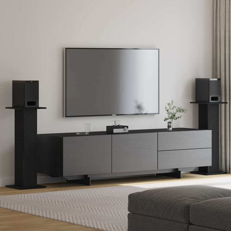 Supporti per altoparlanti Vidaxl 2 pezzi rovere nero 30 x 30 x 80 cm