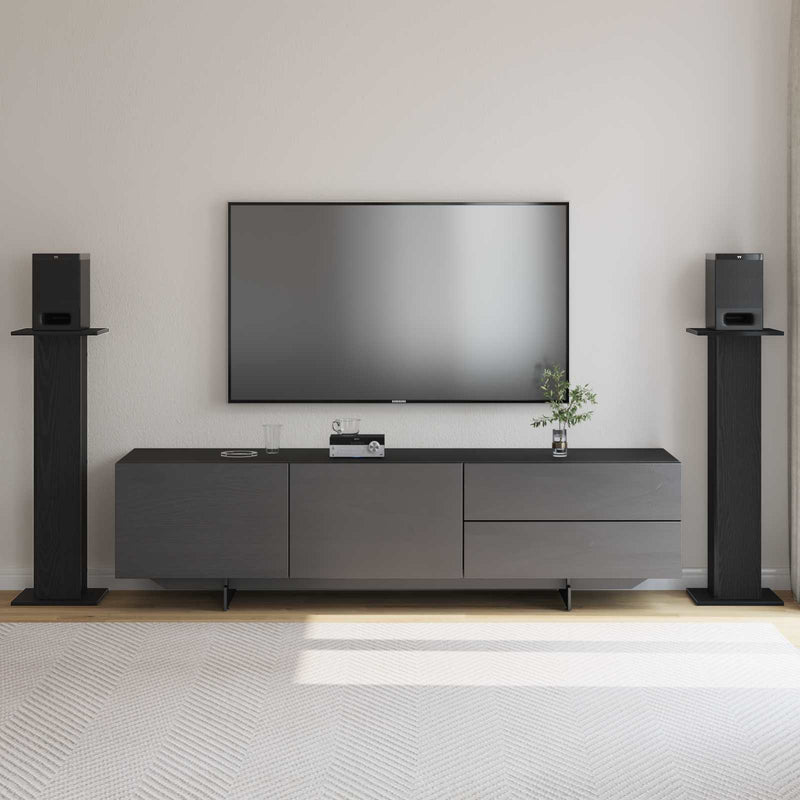 Supporti per altoparlanti Vidaxl 2 pezzi rovere nero 30 x 30 x 95 cm