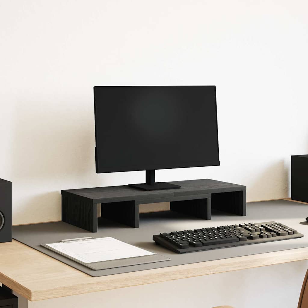 Vidaxx soporte para monitor ajustable roble negro 60x24x10,5 cm madera contrachapada