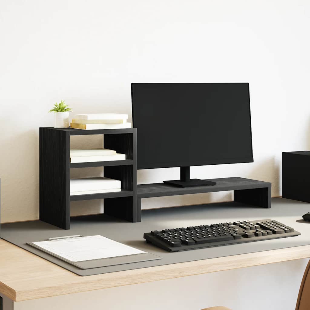 Soporte para monitor Vidaxxl con organizador de escritorio, roble negro