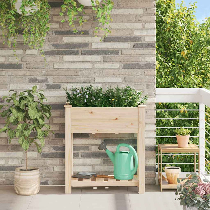 Vidaxxl macetero de jardín beige 71 x 37 x 76,5 cm madera maciza de pino