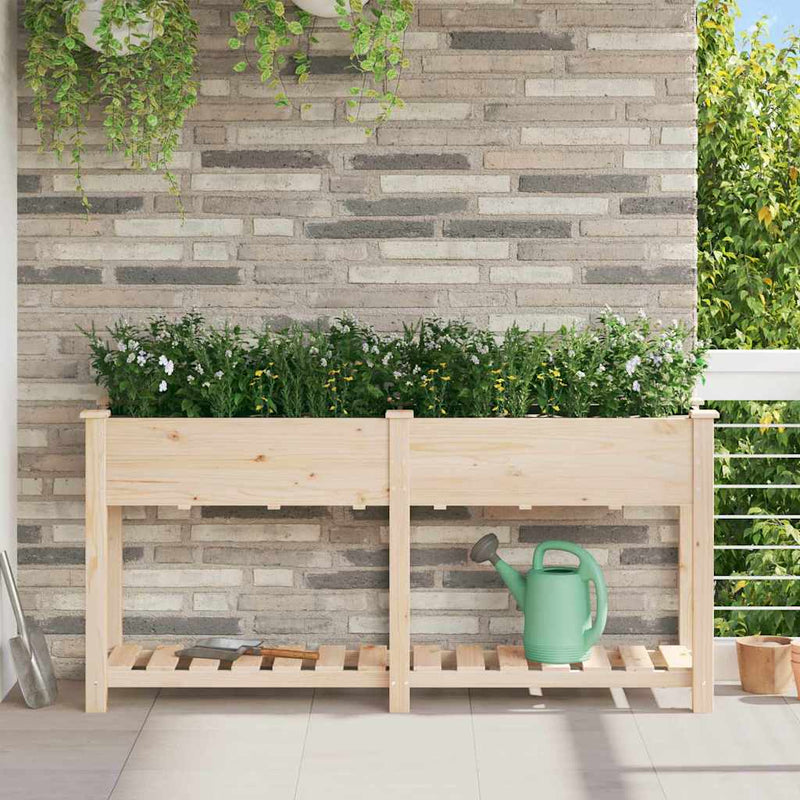 Vidaxxl macetero de jardín beige 161 x 43 x 76,5 cm madera maciza de pino