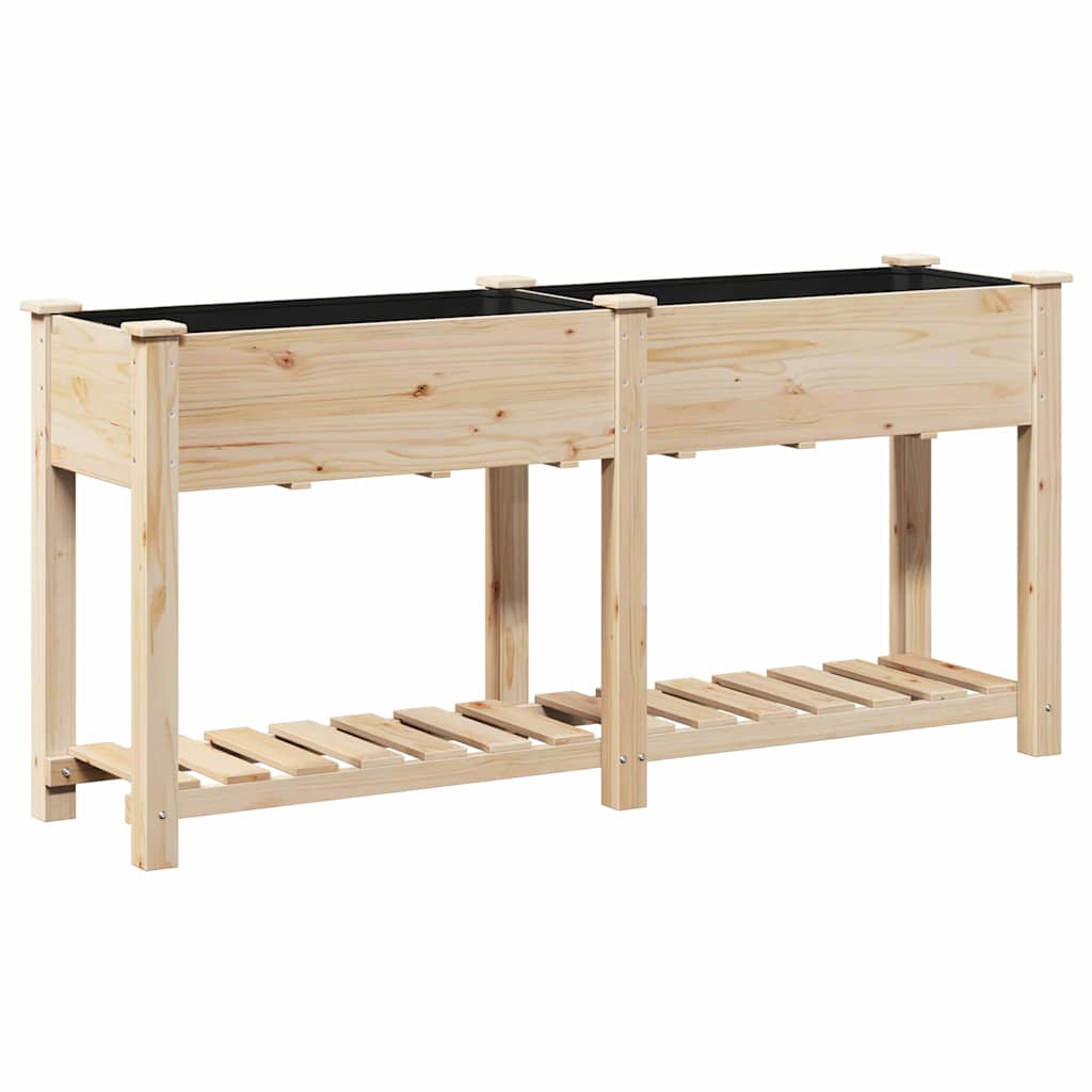 Vidaxxl macetero de jardín beige 161 x 43 x 76,5 cm madera maciza de pino