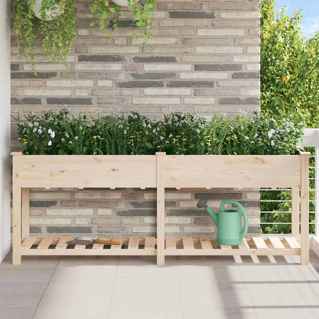 Vidaxxl macetero de jardín beige 203 x 53 x 76,5 cm madera maciza de pino