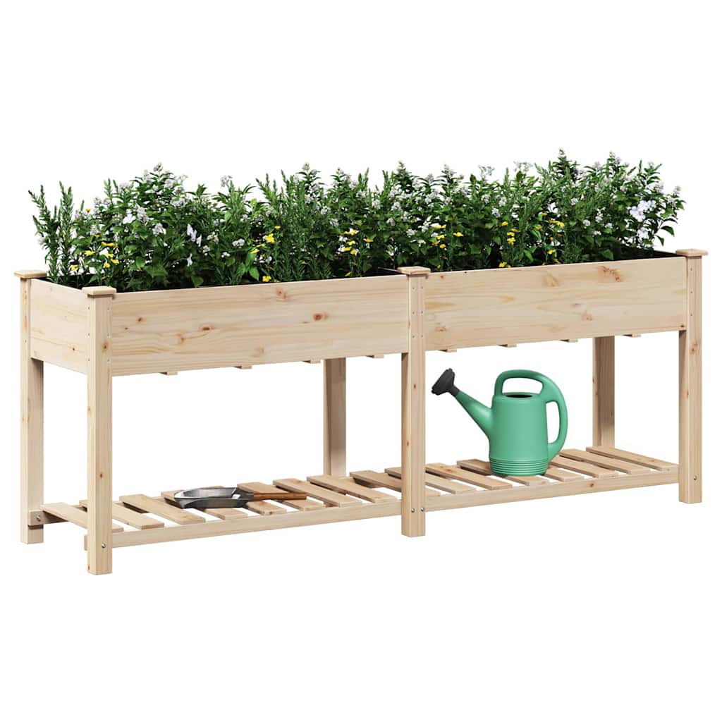 Vidaxxl macetero de jardín beige 203 x 53 x 76,5 cm madera maciza de pino
