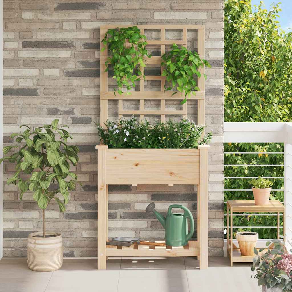 Vidaxl macetero de jardín beige 71 x 38 x 152 cm madera maciza de pino