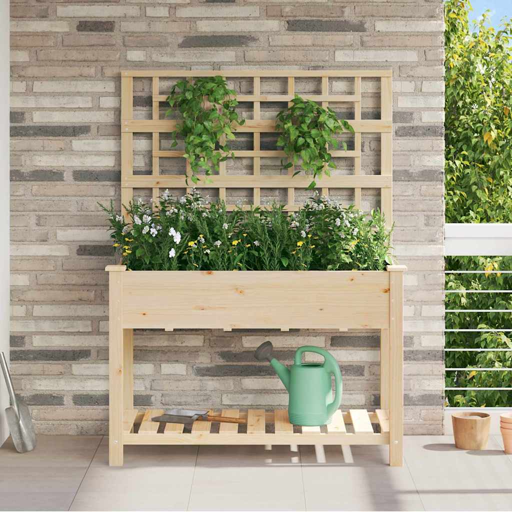 Vidaxxl macetero de jardín beige 115 x 60,5 x 153 cm madera maciza de pino