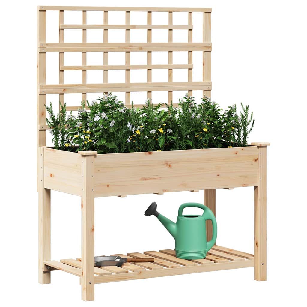 Vidaxxl macetero de jardín beige 115 x 60,5 x 153 cm madera maciza de pino