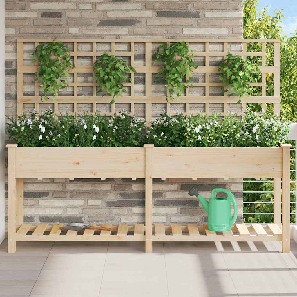 Vidaxxl macetero de jardín beige 203,5 x 54 x 152,5 cm madera maciza de pino