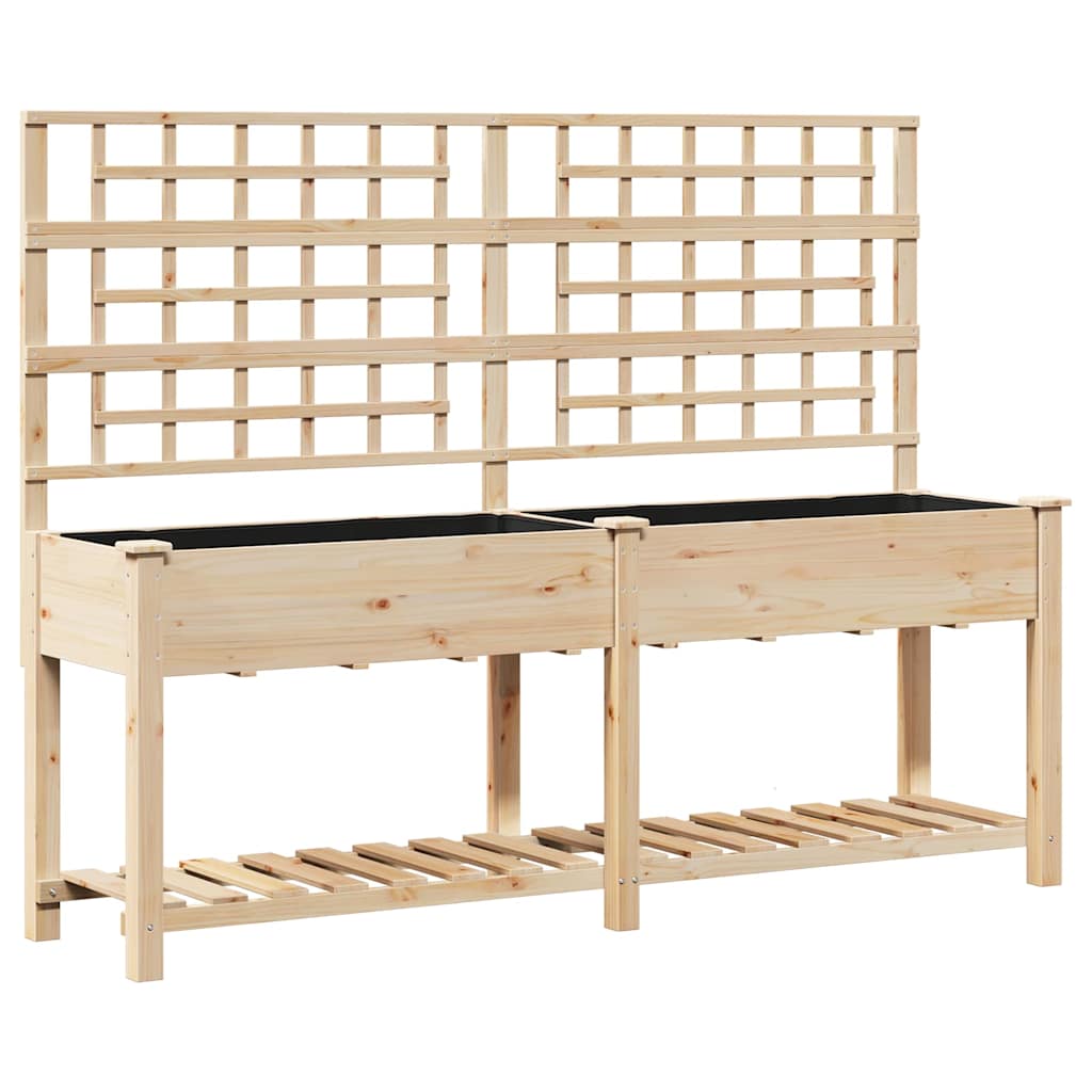Vidaxxl macetero de jardín beige 203,5 x 54 x 152,5 cm madera maciza de pino