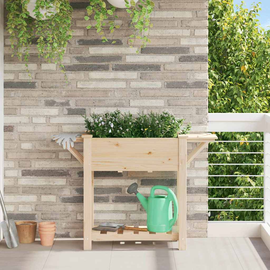 Vaso da fiori da giardino Vidaxl beige 111 x 37 x 76,5 cm in legno di pino massiccio