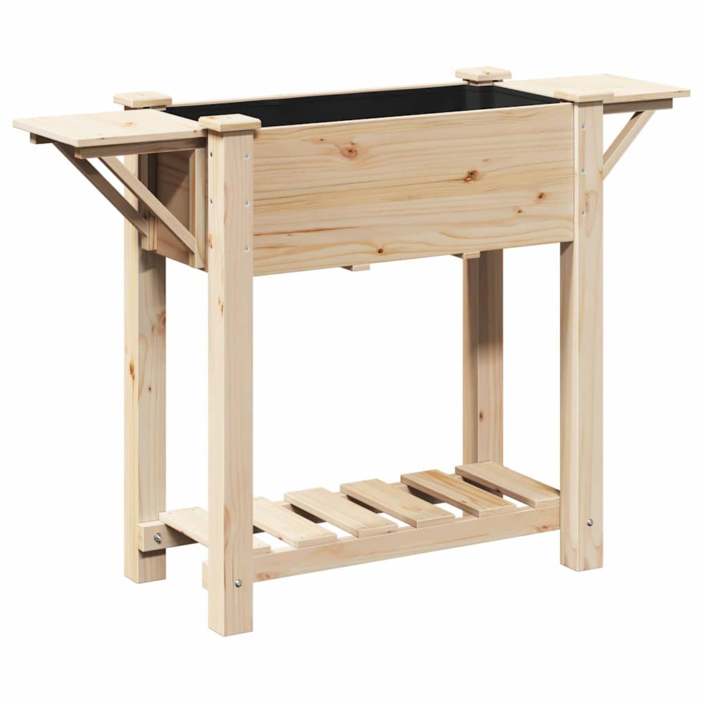 Vidaxl macetero de jardín beige 111 x 37 x 76,5 cm madera maciza de pino