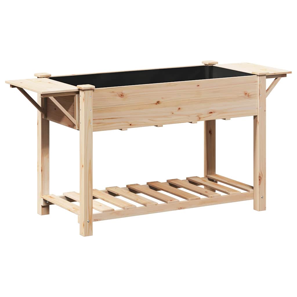 Vidaxl tuin bloempot beige 155 x 59 x 76,5 cm massief vurenhout