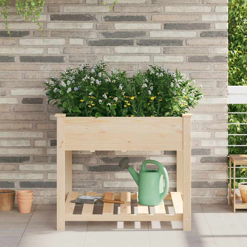 Vidaxxl macetero de jardín beige 90 x 90 x 76,5 cm madera maciza de pino