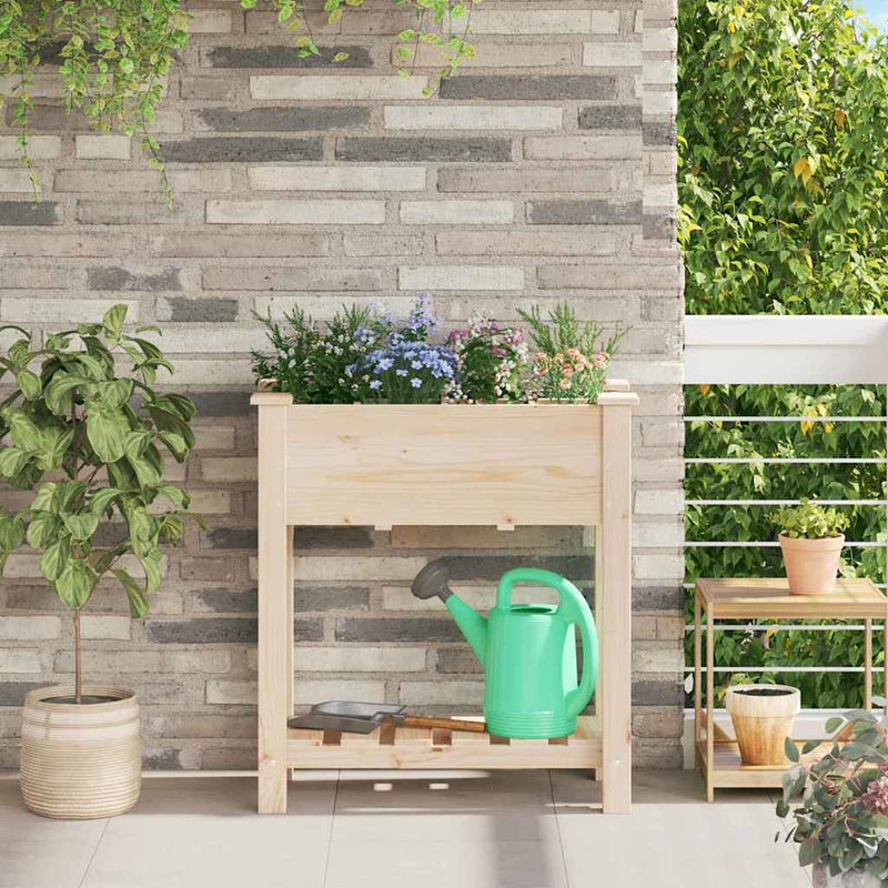 Vidaxxl macetero de jardín beige 71 x 37 x 76,5 cm madera maciza de pino