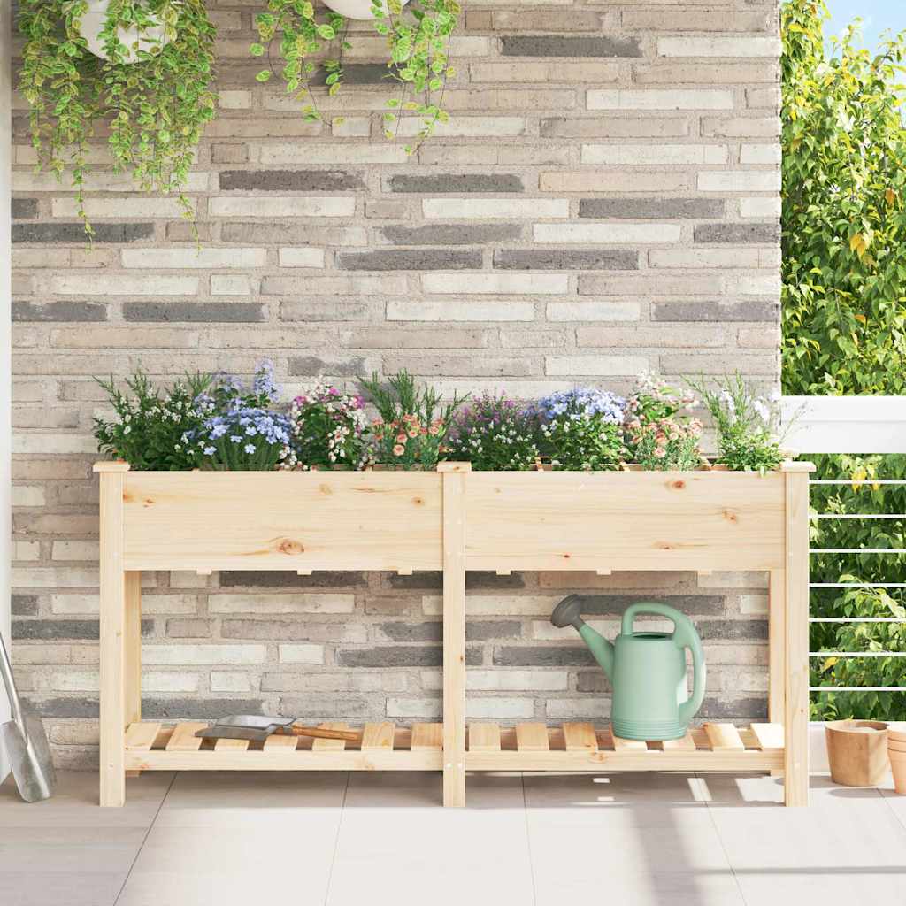 Vidaxl macetero de jardín beige 161,5 x 45 x 76,5 cm madera maciza de pino
