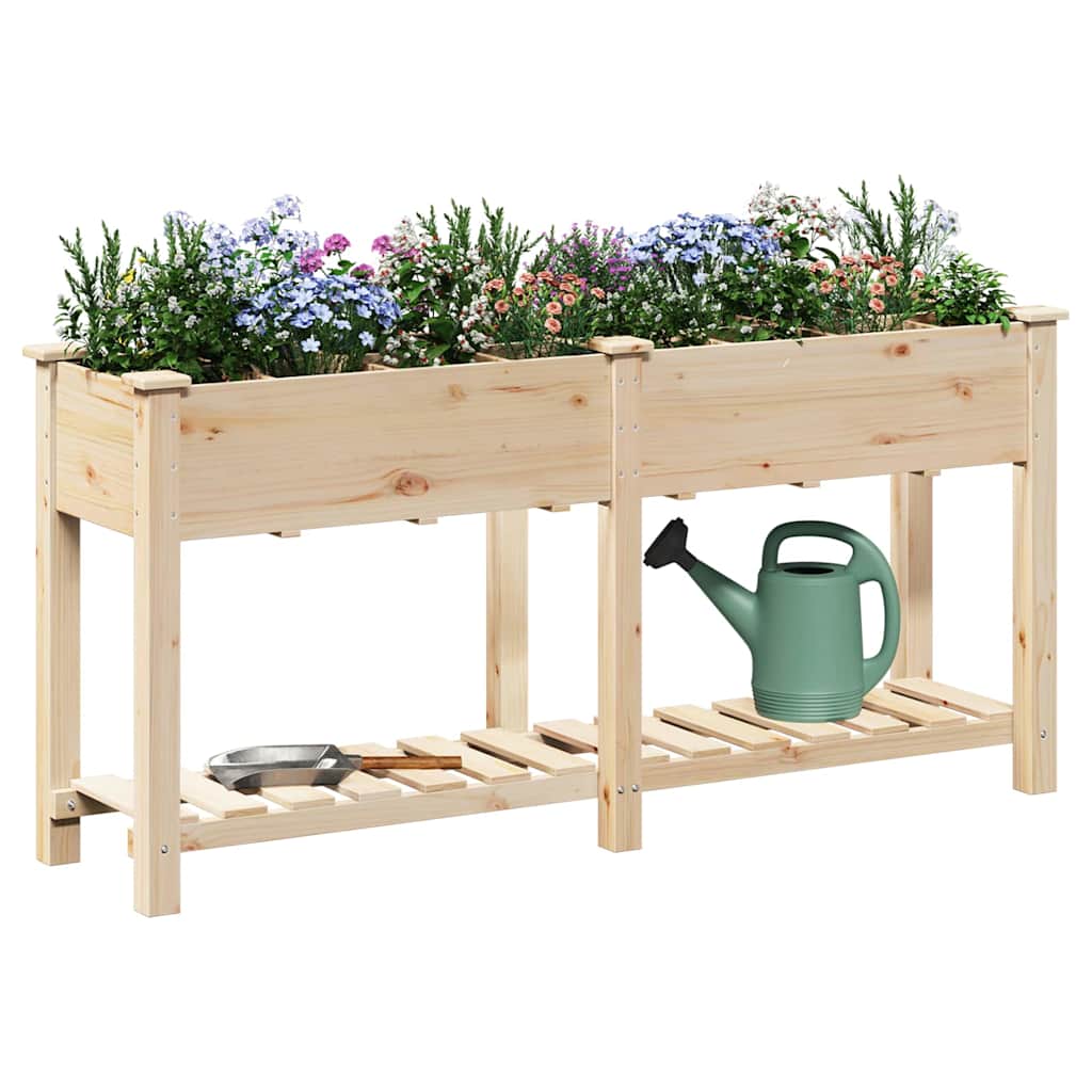 Vidaxl macetero de jardín beige 161,5 x 45 x 76,5 cm madera maciza de pino