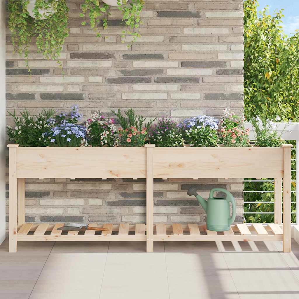 Vidaxxl macetero de jardín beige 203,5 x 53 x 76,5 cm madera maciza de pino