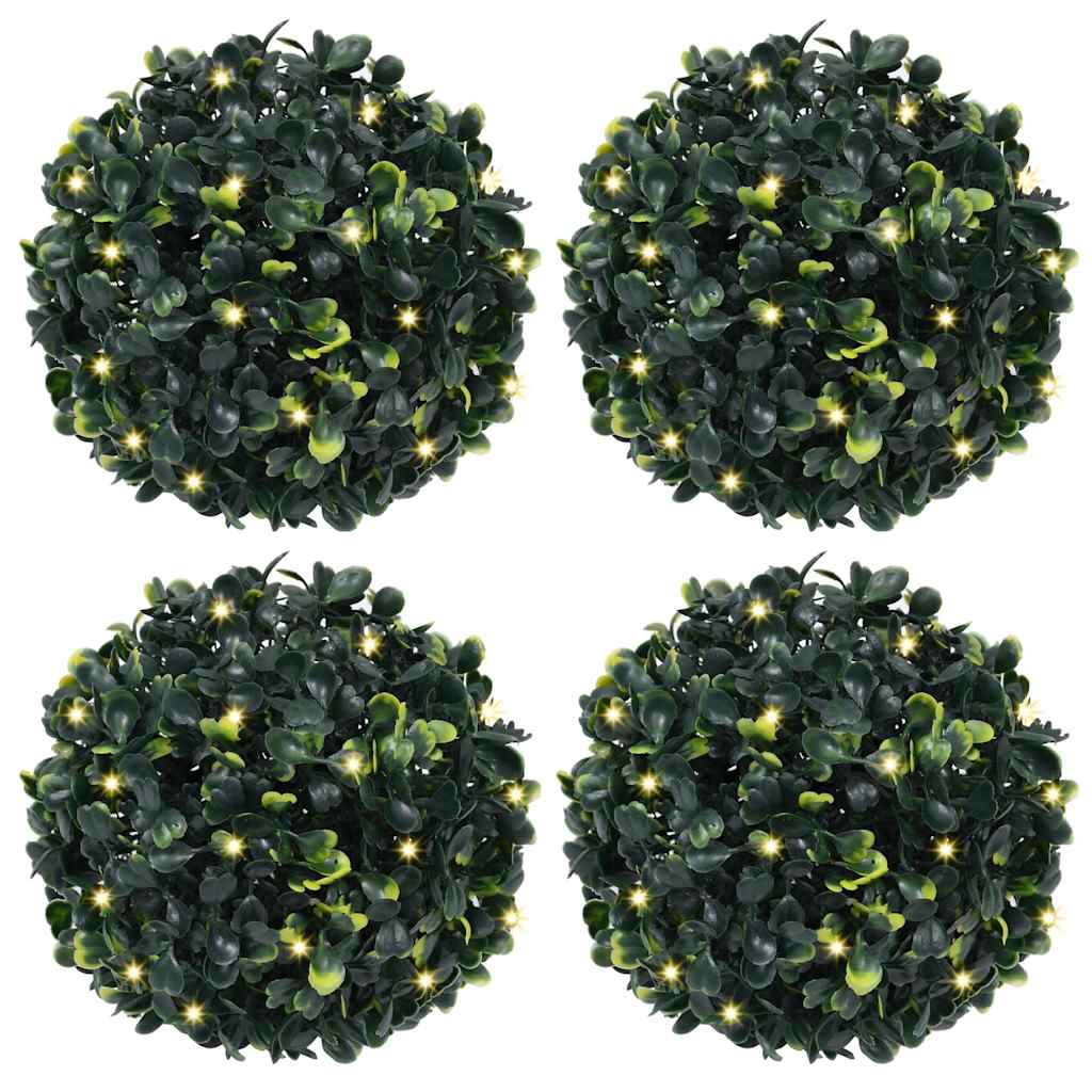 Vidaxx palline di bosso artificiale con illuminazione a LED 4 pezzi 12 cm verdi