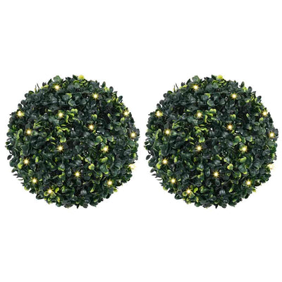 Vidaxl kunstbuxusballen met led-verlichting 2 st 45 cm groen