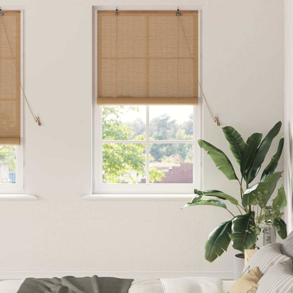 Vidaxx estor enrollable con cortinas marrón 80 x 220 cm bambú