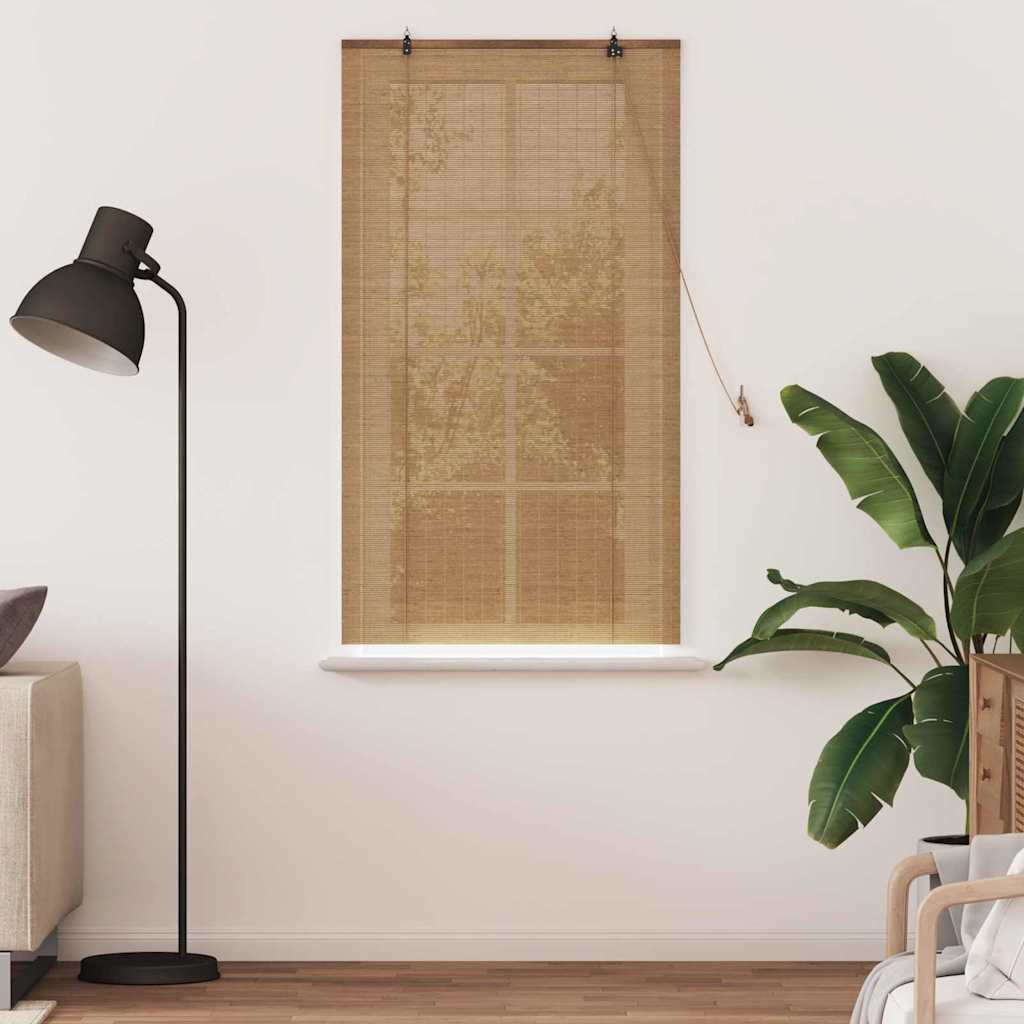 VidaXL estor enrollable con cortinas marrón 90 x 160 cm bambú