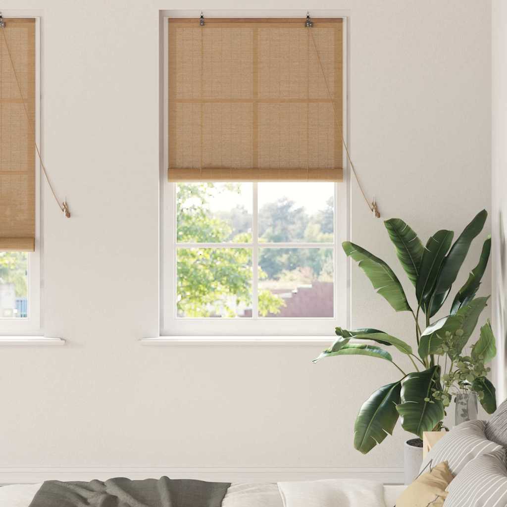 VidaXL estor enrollable con cortinas marrón 90 x 220 cm bambú
