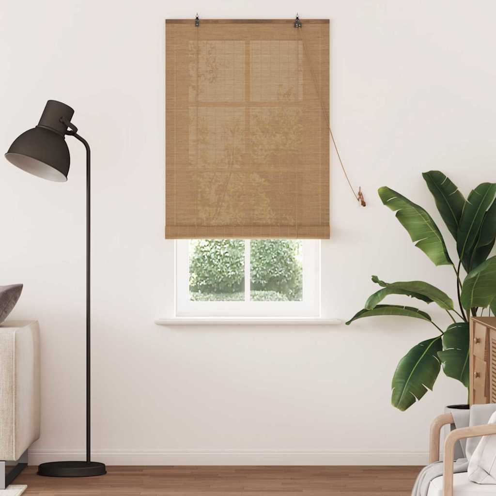 VidaXL estor enrollable con cortinas marrón 90 x 220 cm bambú