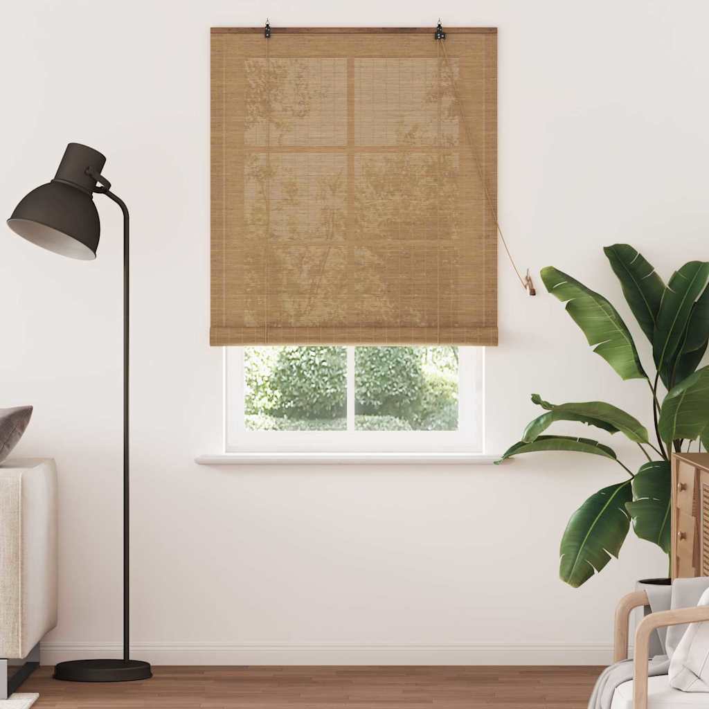 VidaXL estor enrollable con cortinas marrón 110 x 220 cm bambú