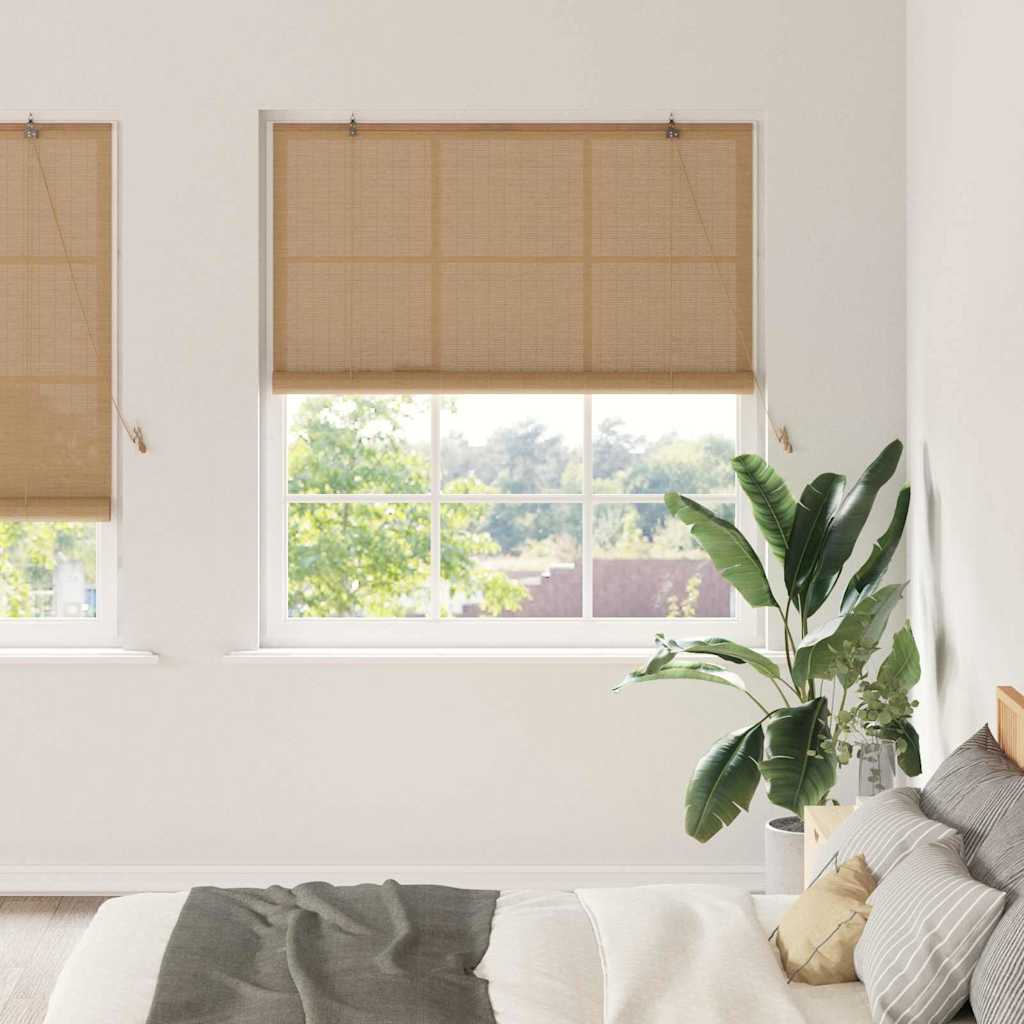 VidaXL estor enrollable con cortinas bambú marrón 150 x 220 cm