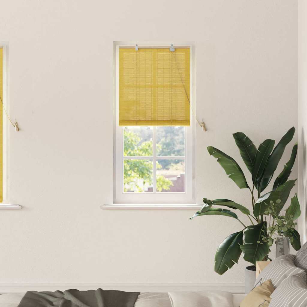 Vidaxxl estor enrollable con cortinas bambú amarillo 60 x 160 cm